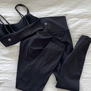 Lululemon Black Luxtreme Leggings and Cloud bra set Size 4